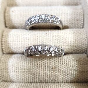 (2) Sterling Silver Pave Rings Sz 9